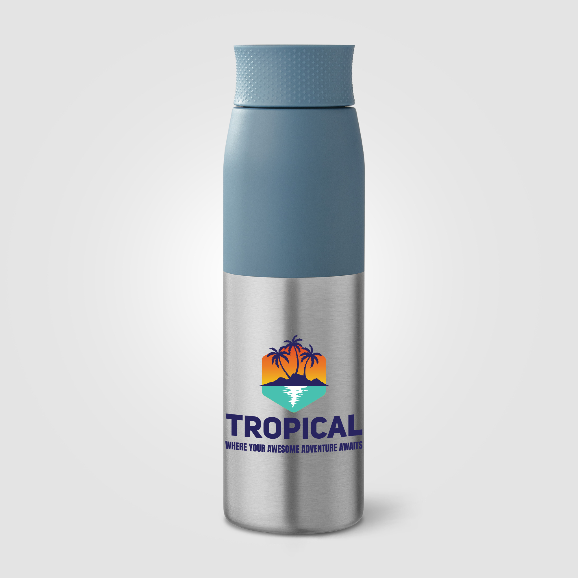 Bouteille publicitaire isotherme 650 ml Borealis Bleu clair